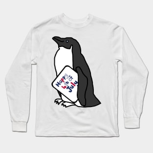 Happy 4th of July says Cute Penguin Long Sleeve T-Shirt